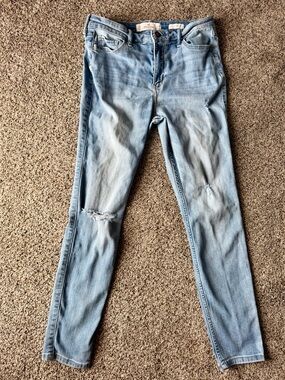 Hollister Light Blue Skinny Jeans with Distressed Knee